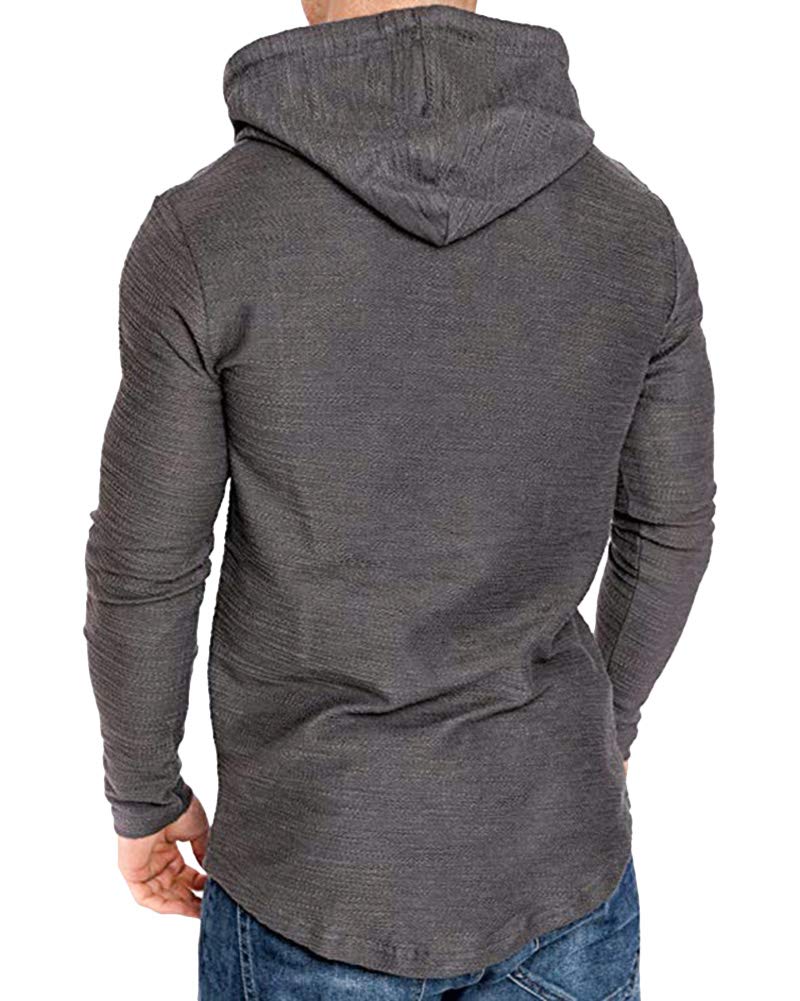 Lexiart Mens Fashion Athletic Hoodies Sport Sweatshirt Solid Color Fleece Pullover Dark Grey 2XL - Image 5